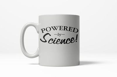 Powered By Science Funny Nerdy Scientific Atoms Ceramic Coffee Drinking Mug 11oz