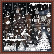 White Christmas Window Clings