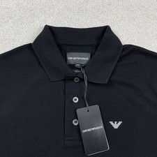 NWT Emporio Armani Mens Size XXS Black Cotton Short Sleeve Polo Shirt