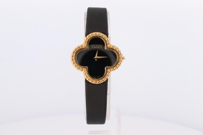 Van Cleef and Arpels Alhambra watch. 18k Gold VCA HH75210 Clove Black Dial.