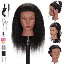 Mannequin Head with 100 Real Human Hair 18" Cosmetology Training Doll Head f...