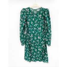 Reformation Juni Emilia Green Floral Print Long Sleeve Mini Dress Size 10 NWT