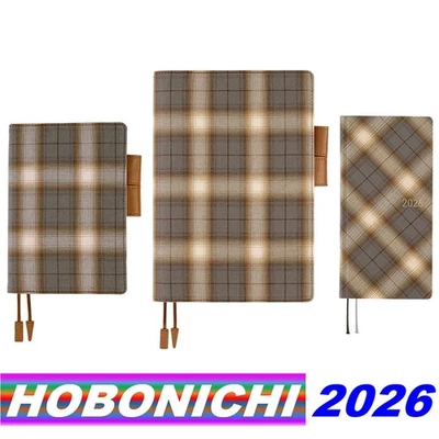 HOBONICHI TECHO 2026 Shirt Fabric Foggy Check Plaid A6 A5 Cover weeks JAPAN NEW