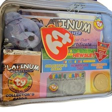 Ty Beanie Babies Official Club Platinum Edition Membership Kit Silver Case Bear