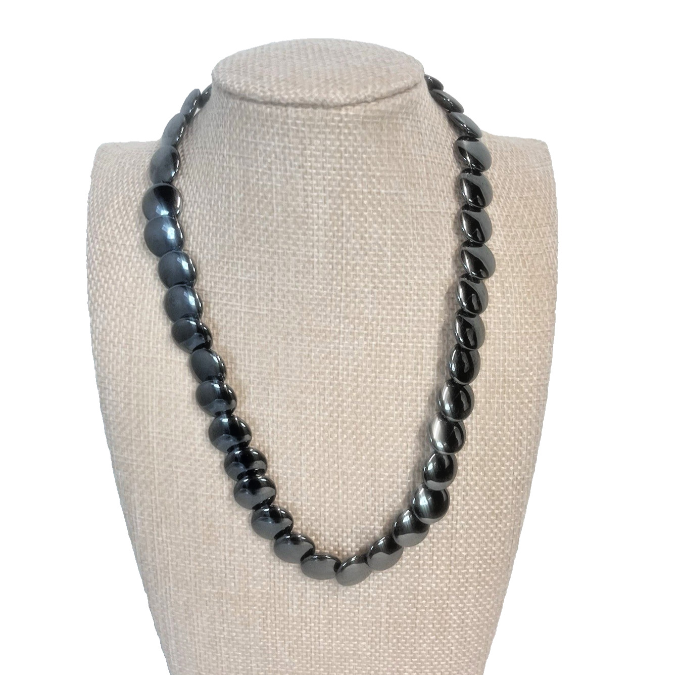 Vintage Gray Silver Flat Round Statement Sterling… - image 1