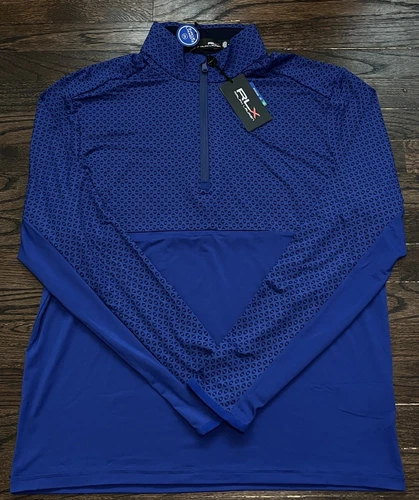 NWT Ralph Lauren RLX Golf 1/4 Zip Pullover Mens Size XL Geo Print Blue $138
