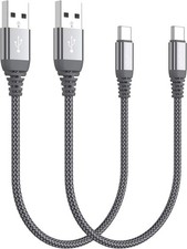 Short USB Type C Cable 2-Pack 1ft , USB A to USB C 3.1A Fast Charging Charger