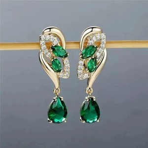 Authentic 2.50Ct Pear Cut Green Simulated Women Drop/Dangle Earring 14K Yellow Gold Plated