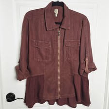 XCVI Jacket Womens XL Brown Lyocell Zip Front...