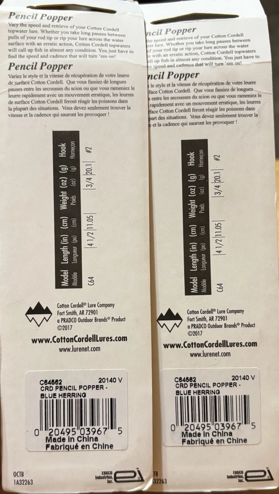 Lápiz Popper Cotton Cordell 4.5" 3/4oz arenque azul Foto 2 de 2