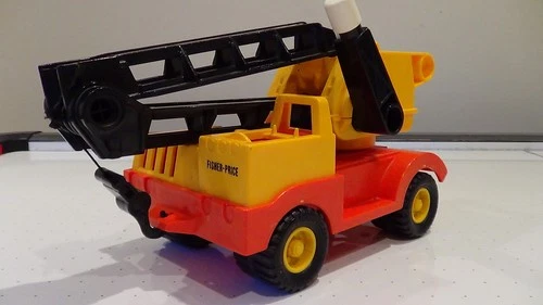 1970's vintage Fisher Price Husky Helper Boom Crane toy tractor truck 314