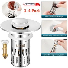 Pop Up Drain Stopper with Removable Basket Hair Catcher 2 in 1 Fit 28-38mm