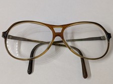 Vintage Oversized Aviator Eyeglasses Frames Amber Fade Double Bridge 70s 80s