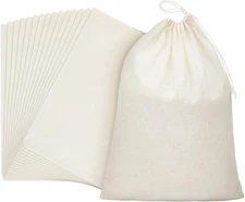 15 Pcs Muslin Bags 8X10 Inches, Cotton Drawstring Bags Fabric Gift Pouches Bulk