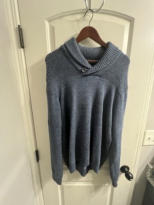 Method Sweater Men's Extra Large Blue Cable Knit Collared Toggle Cotton Blend