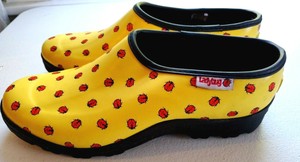 RANGER LADYBUG Waterproof Garden Shoes Clogs Yellow Rubber Slip-On