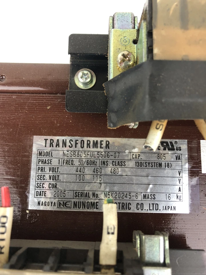 Transformador eléctrico monofásico Nagoya Nunome NESB805FUL5506-07 clase 130 Foto 2 de 4