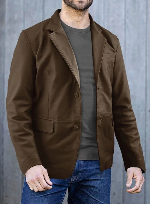 Men's Brown Leather Blazer Genuine Soft Lambskin Slim Fit Stylish Coat Blazer