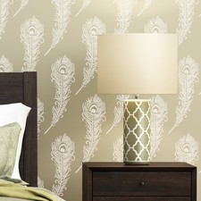 Resuable Wall Stencils Peacock Feather Allover Stencil for Modern DIY Wall Decor