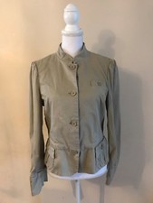 MARC JACOBS TAN KHAKI UTILITY RUFFLE MILITARY CARGO JACKET CAMEL SIZE 10 /MEDIUM
