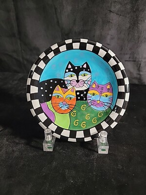 Milson and Louis 3 Cats Hand Painted Plate Kitty Cat 8  D Plate Vibrant