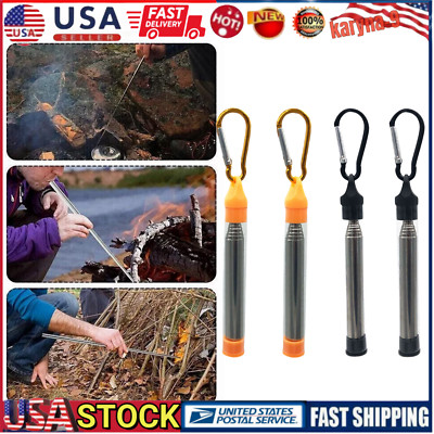 4PackS Bellowing Tool for Starting Fire Stainless Steel Camping Fire Blower Pipe