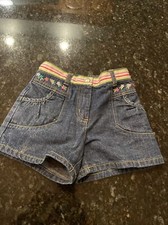 Gymboree Girl's Snap Front Floral Embellished Denim Shorts, Size 5, New 