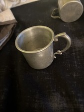 English Pewter Children's Mug Cup made in Sheffield England 3.5   Signed
