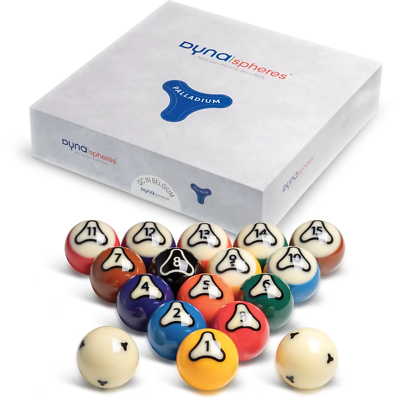 DYNASPHERES PALLADIUM BELGIUM POOL BALL SET NEW MAGIC RACKS DYNASPHERES PALLADIUM BELGIUM POOL BALL SET NEW MAGIC RACKS