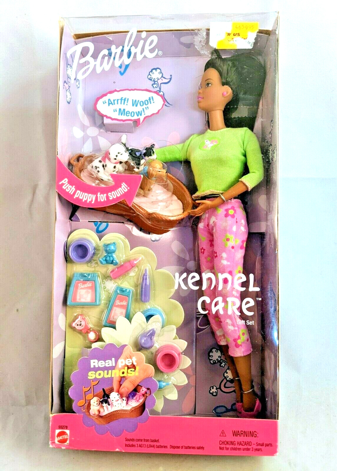 Barbie Mattel Kennel Care Real Pet Dog Sounds 2001 Gift Set 