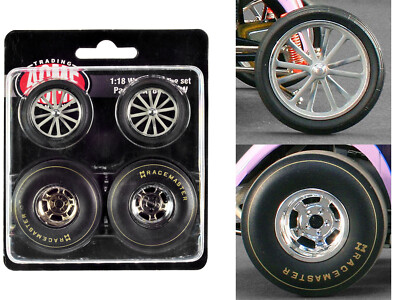 1/18 Scale ACME Chrome Wheels & Tires Set of 4 for Altered Dragster Models