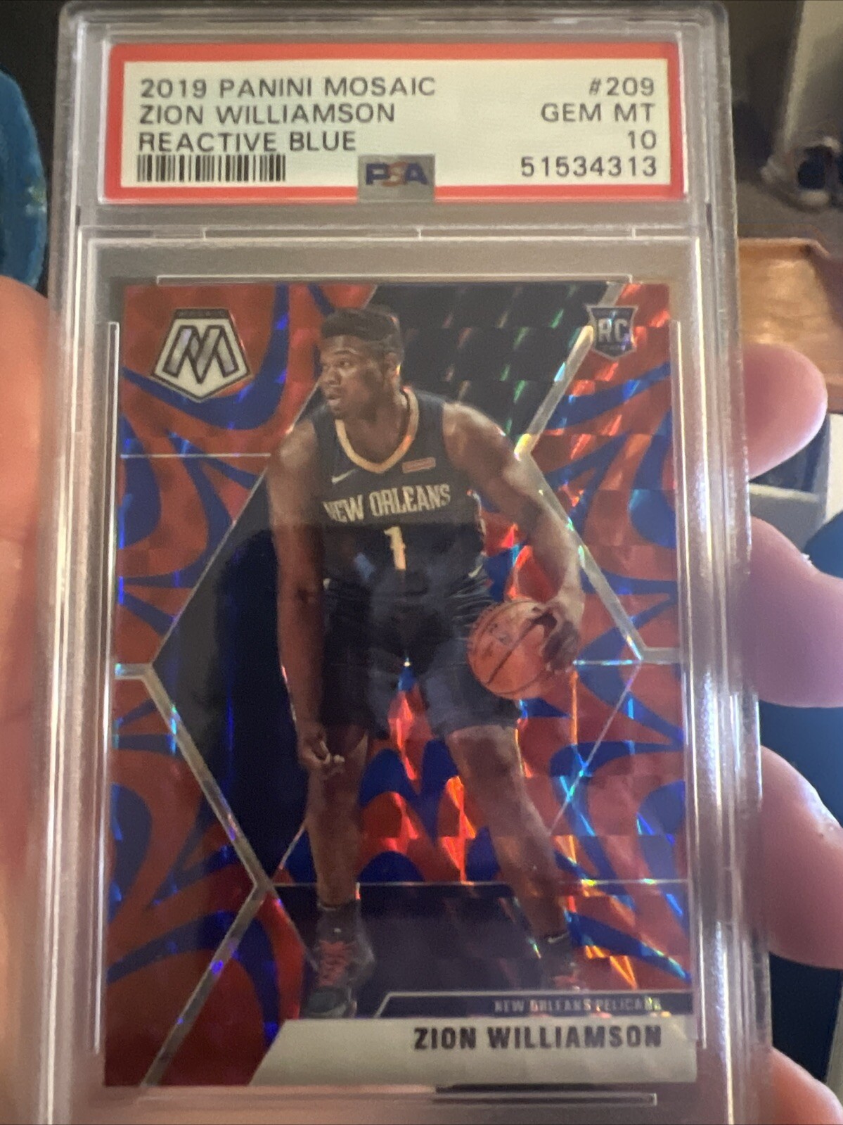 2019 Panini Mosaic Reactive Blue #209 Zion Williamson RC Rookie PSA 10