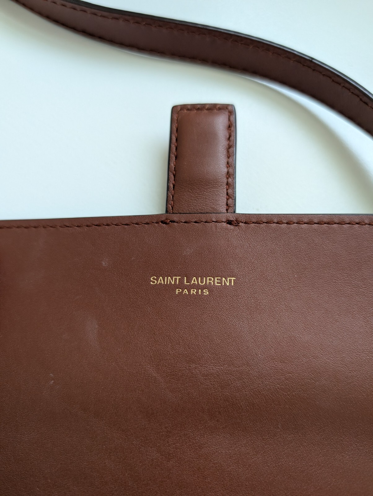 Autentica borsa Saint Laurent 2021 marrone monogramma tela pelle marrone usata in ottime condizioni