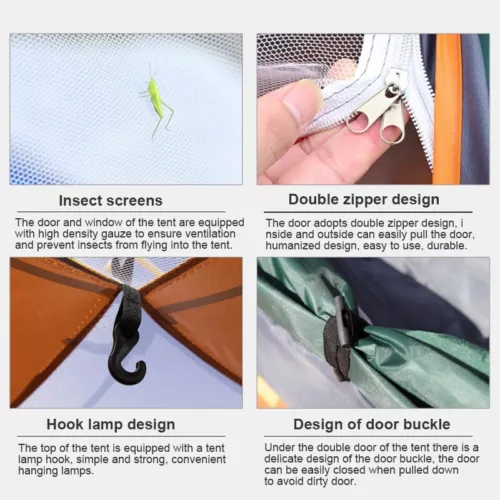 3-4X Man Automatic Instant Double Layer Pop Up Camping Tent Waterproof Outdoor - Picture 5 of 11