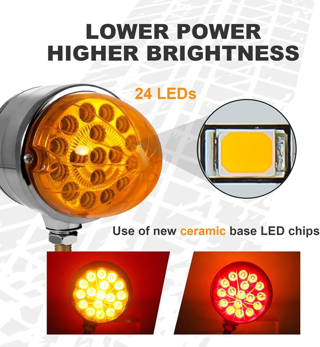 42 LED Double Face Turn Signal - Amber/Red Semi Truck Fender - Foto 9