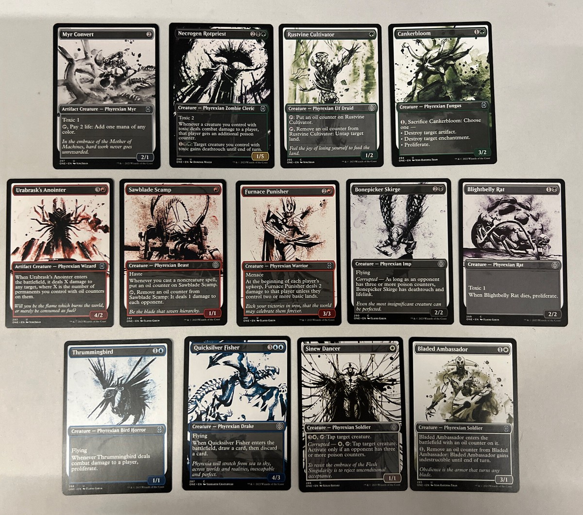 all showcase cards mtg 13 card MTG Showcase Ichor Complete Common & Uncommon (x1) Set Phyrexia ONE