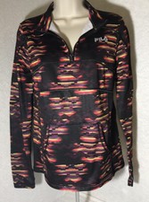 Fila Sport Womans Pullover Sz M 1/4 Zip Thumb Holes Kangaroo Pocket Athletic