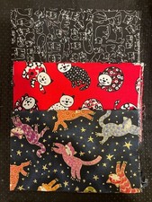 Set of 3 FQ Fat Quarters - Cat Themed