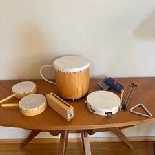 Hand Percussion Instruments, 7 Items, Drums, Tambourine, Triangle and More
