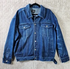 VTG 90s Source Denim Jacket Mens L Relaxed Classic Streetwear Y2K Blue Grunge