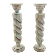 Dolls House 2 Marble Effect Twist Pedestal Columns Miniature Ornament Accessory 