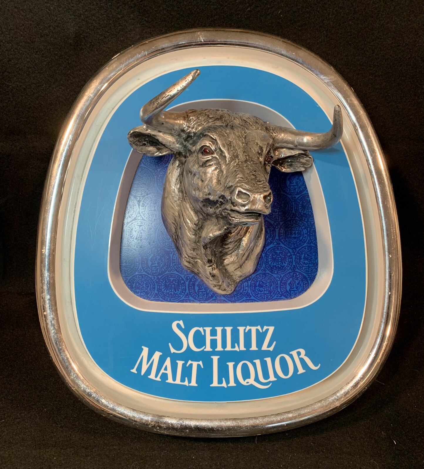 Original Vintage 1980 Jos. Schlitz Bull Malt Liquor Sign With Red Eyes