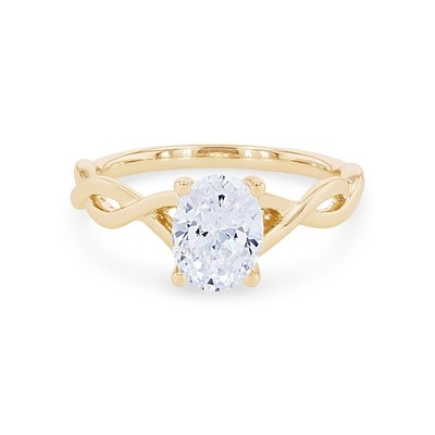 2 .00 Ct Oval IGI Certified Lab Grown Diamond  Ring For Her 14K Yellow Gold
