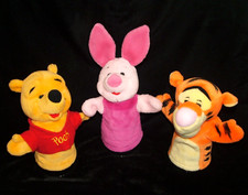 Mattel Lot of 3 Winnie the Pooh Tigger Piglet Hand Puppets Plush 9"