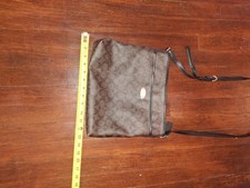 Coach Signature Brown Black Coated Canvas Crossbody File Bag F58297 EUC