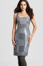 Tory Burch Bristol Sequined Tweed Houndstooth Dress Timberwolf Multi Women's 8