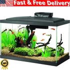LED Lighting 10 Gallon Fish Tank Glass Self Cleaning Large Aquarium Starter Kits