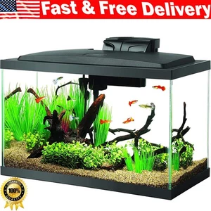 LED Lighting 10 Gallon Fish Tank Glass Self Cleaning Large Aquarium Starter Kits