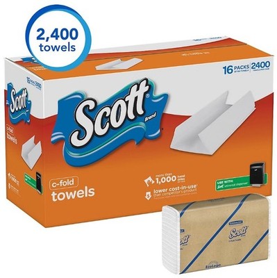 Scott C-Fold Paper Towels, Built-in Absorbency Pockets, 2,400 Total Towels