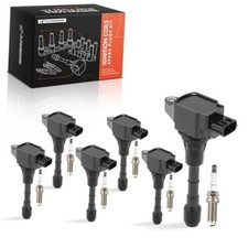 Set of 6 Ignition Coil Pack and Iridium Spark Plugs Black